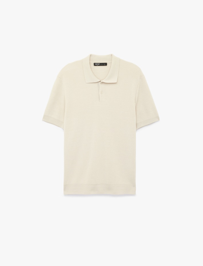  Regular Fit Viskon Polo Yaka Kısa Kollu Triko Tişört