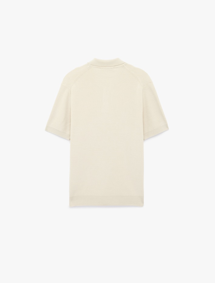  Regular Fit Viskon Polo Yaka Kısa Kollu Triko Tişört