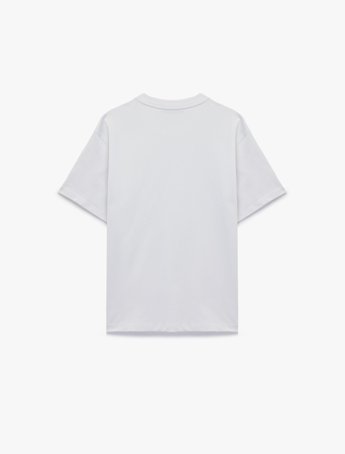  Kısa Kollu Pamuklu Bisiklet Yaka Oversize Basic Tişört