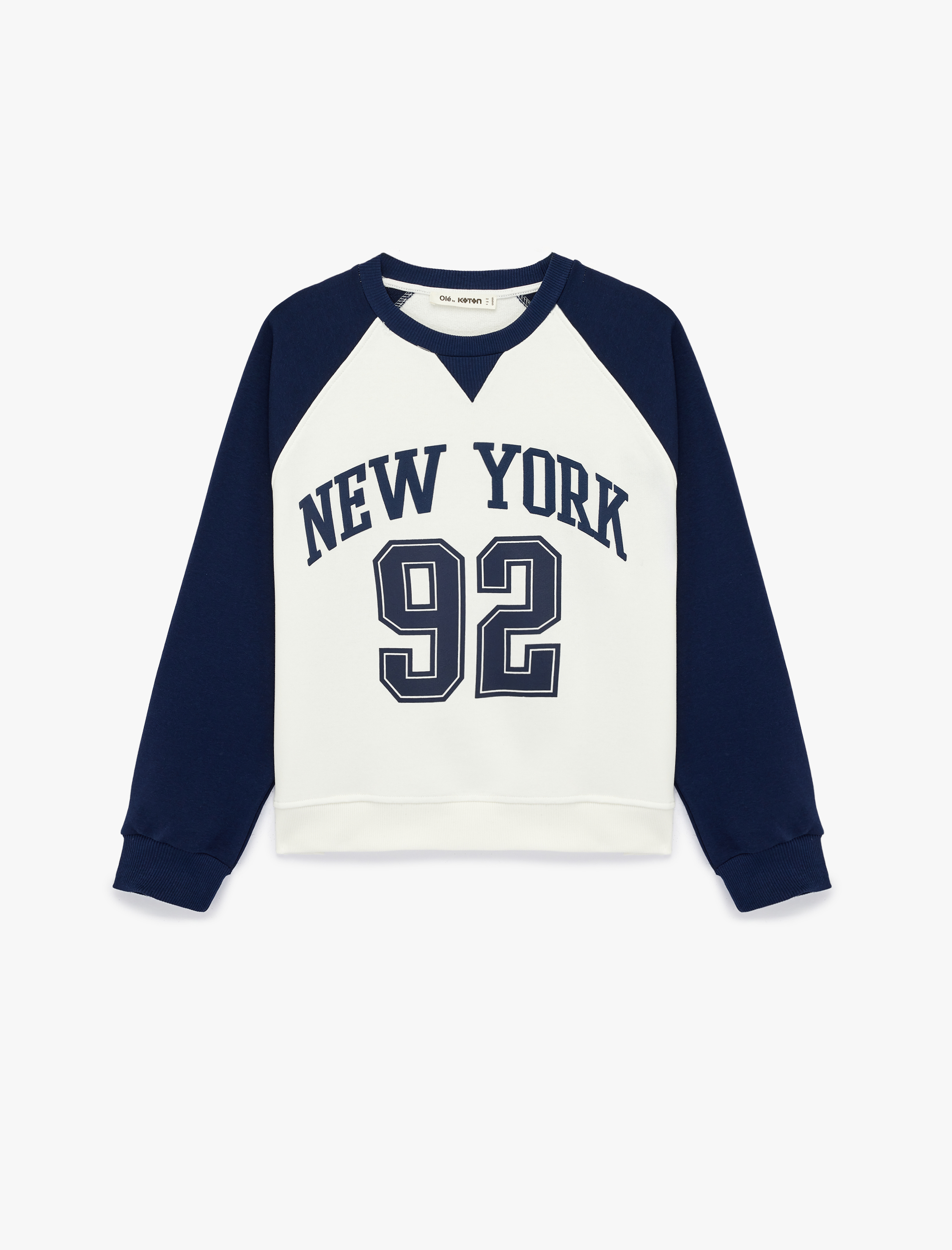   Rahat Kalıp Uzun Kollu Baskılı Bisiklet Yaka Sweatshirt