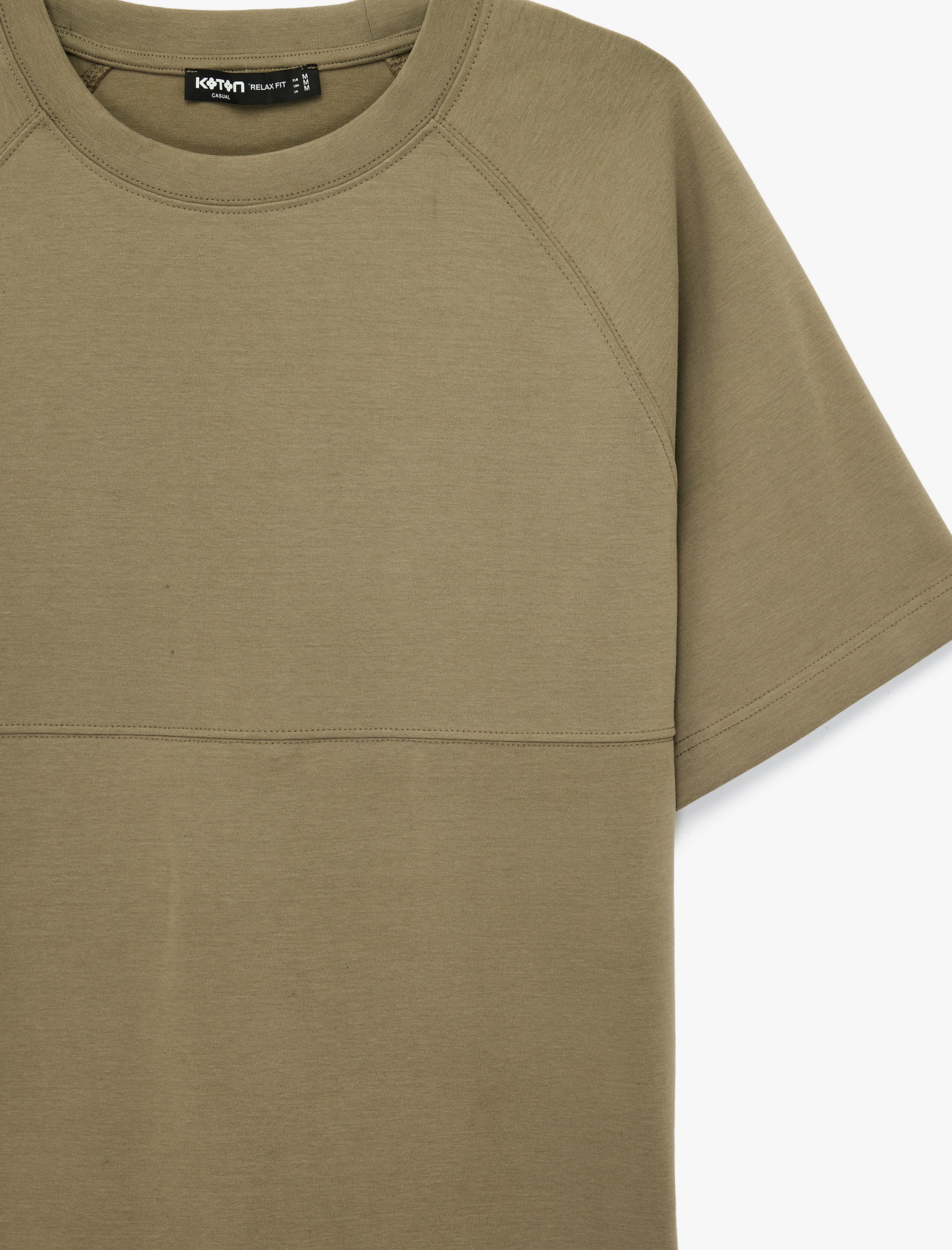   Rahat Kalıp Pamuklu Kısa Kollu Parçalı Bisiklet Yaka Tişört