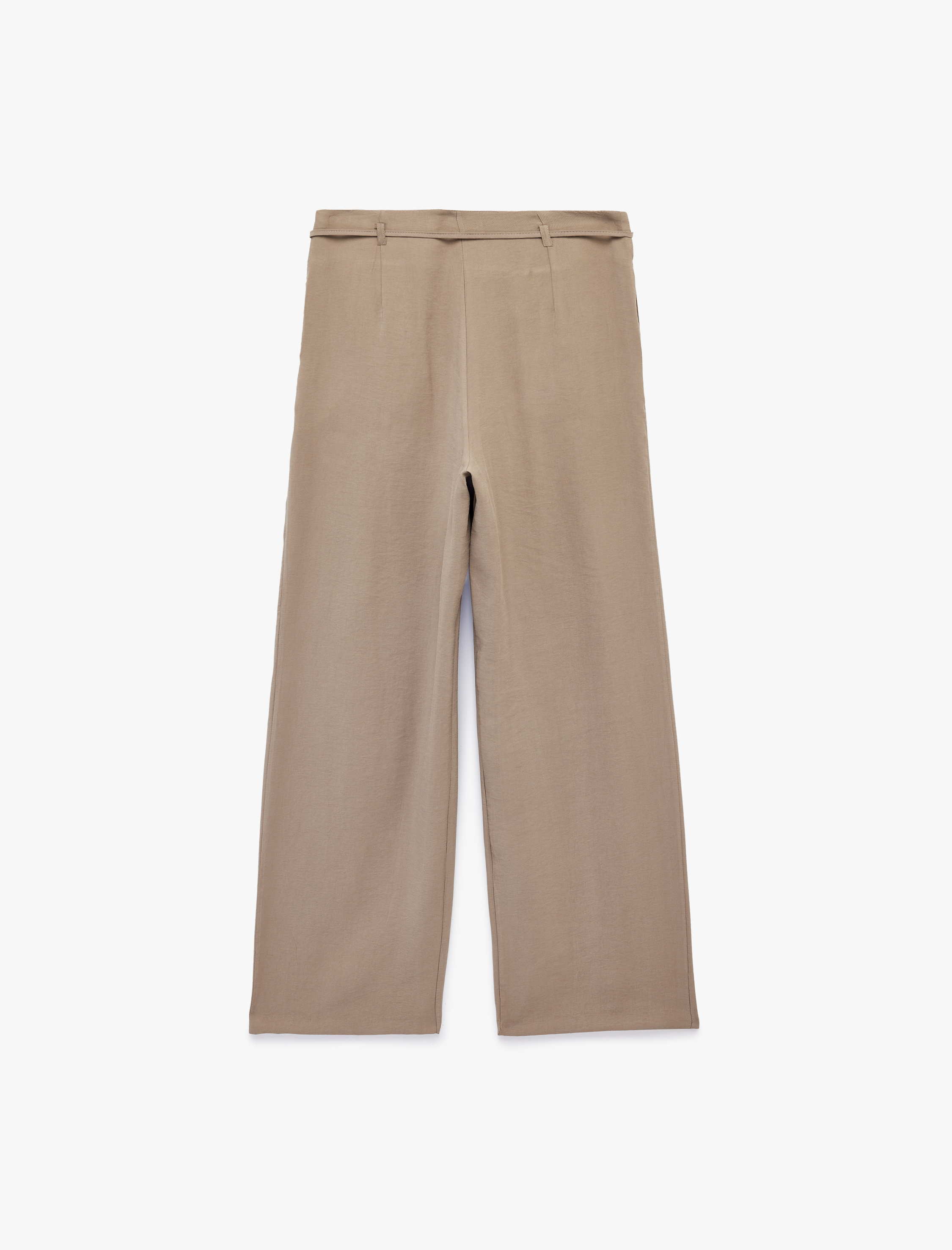   Modal Kumaş Beli Bağcıklı Geniş Paça Palazzo Pantolon