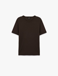 Kısa Kollu Bisiklet Yaka Pamuklu Slim Fit Tişört