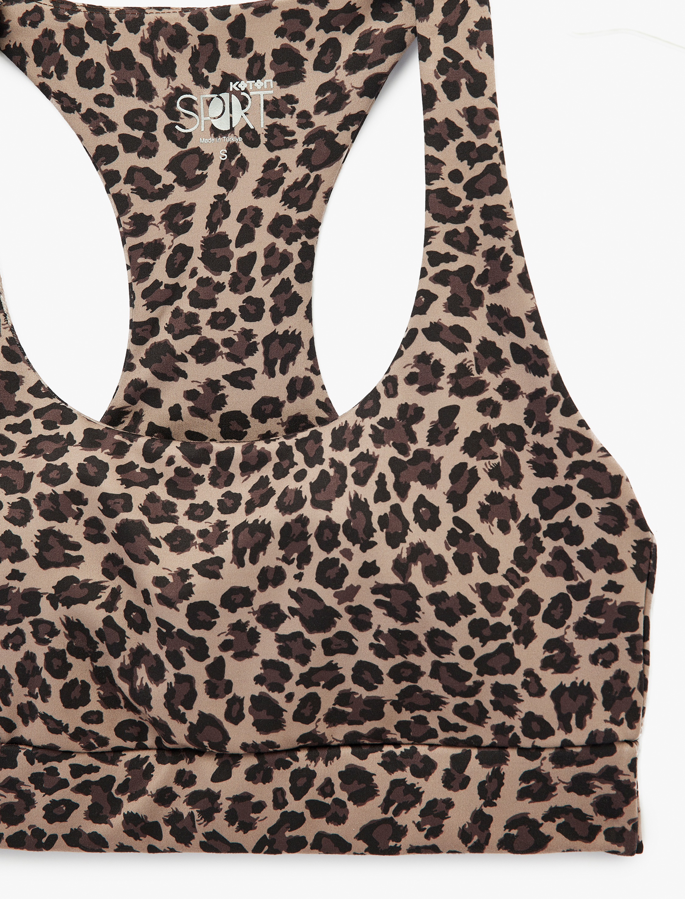   Slim Fit Kolsuz U Yaka Leopar Baskılı Sporcu Sütyeni