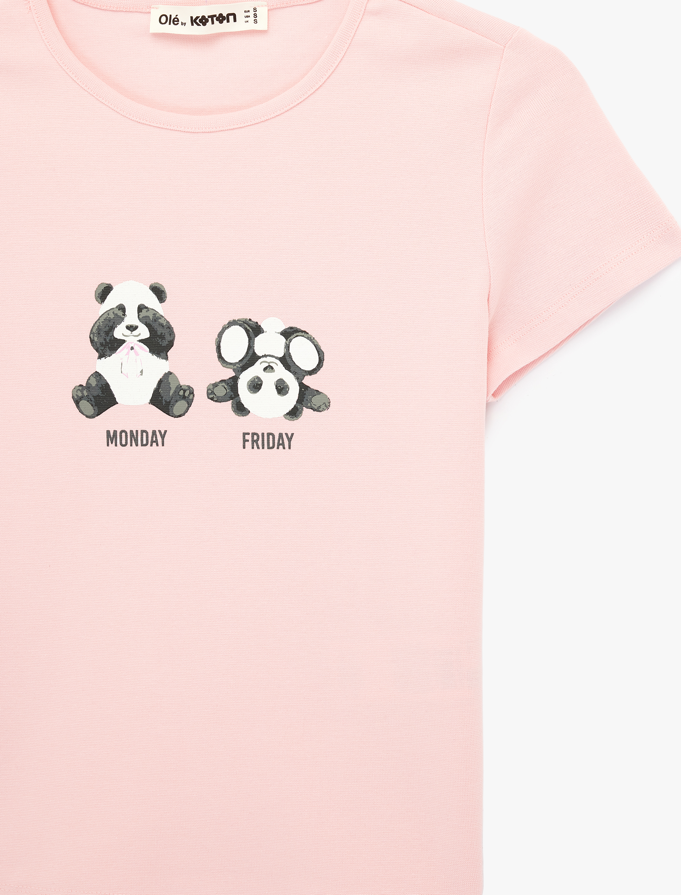   Pamuklu Baskılı Kısa Kollu Bisiklet Yaka Tişört