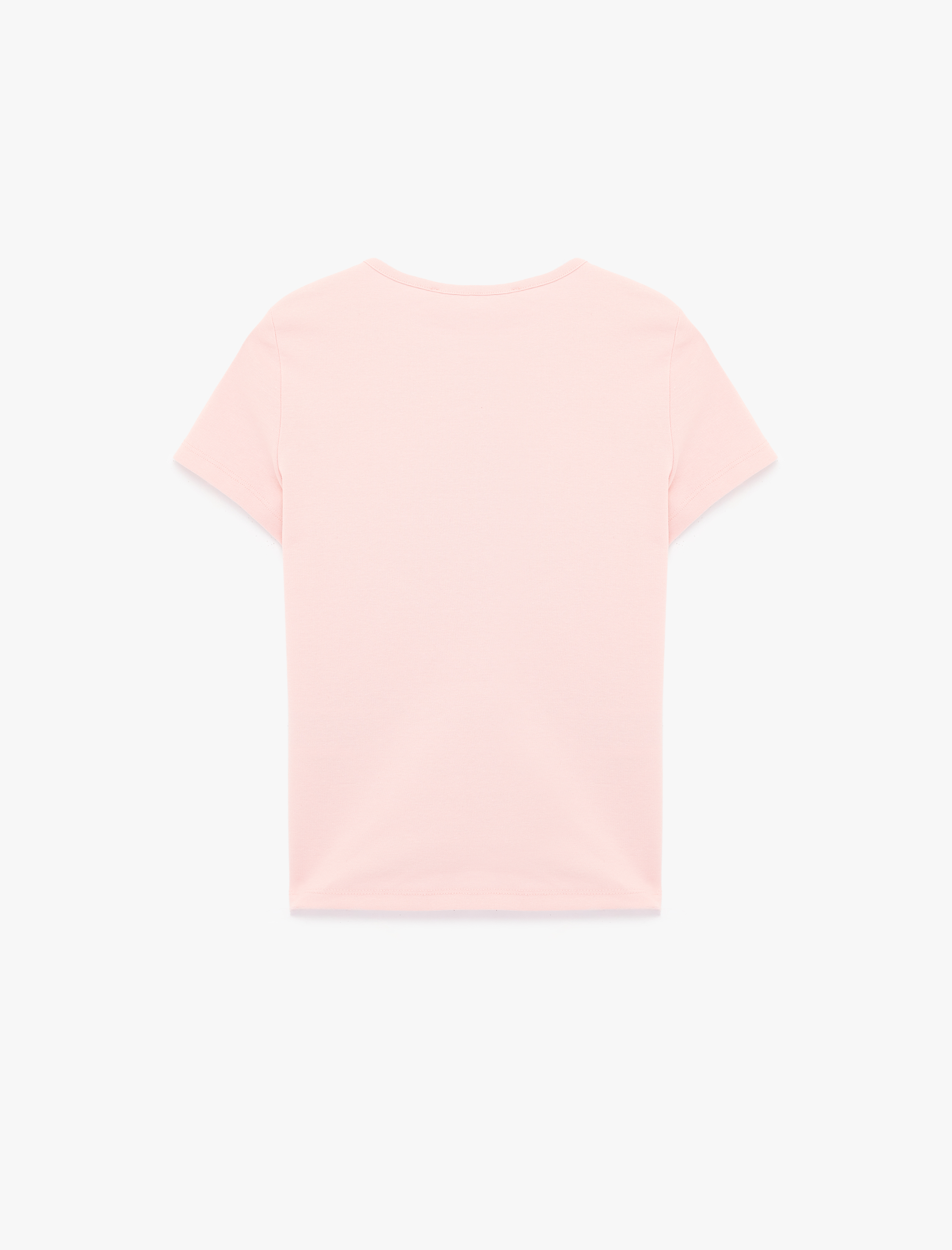   Pamuklu Baskılı Kısa Kollu Bisiklet Yaka Tişört