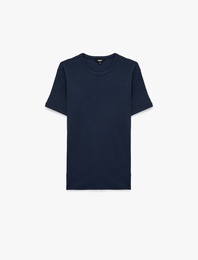 Kısa Kollu Bisiklet Yaka Pamuklu Slim Fit Tişört