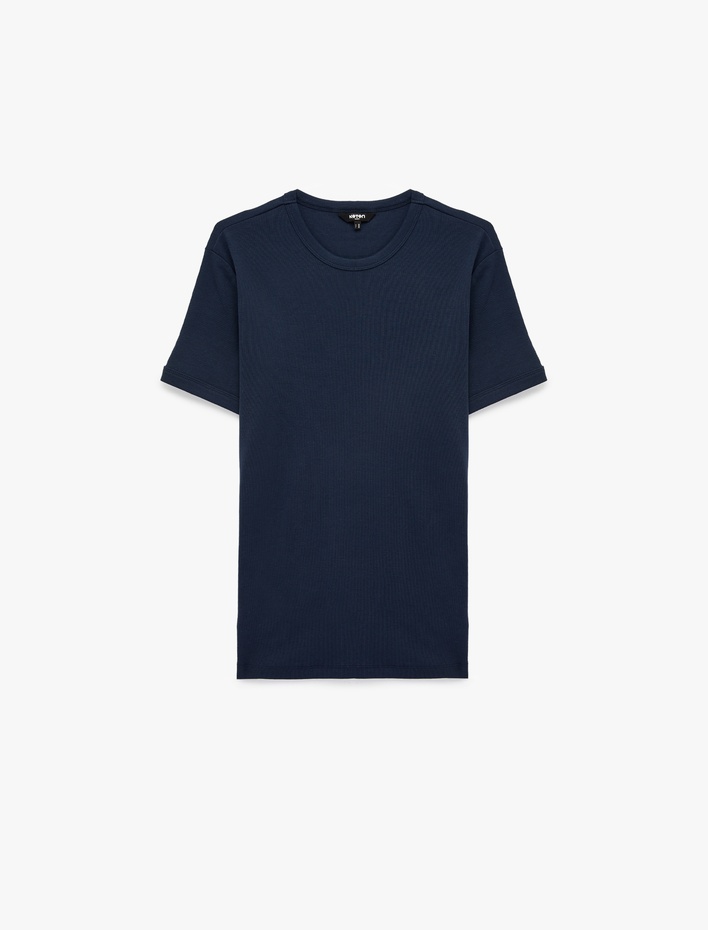  Kısa Kollu Bisiklet Yaka Pamuklu Slim Fit Tişört