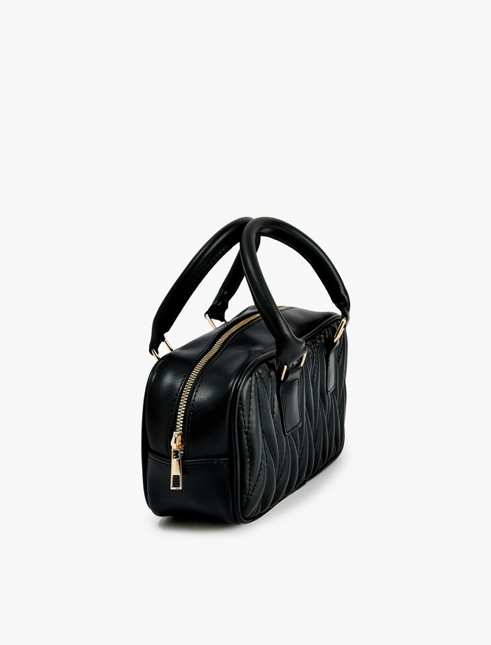 Kadın Dikiş Detaylı Fermuarlı Saplı Askılı Suni Deri El ve Omuz  Çantası