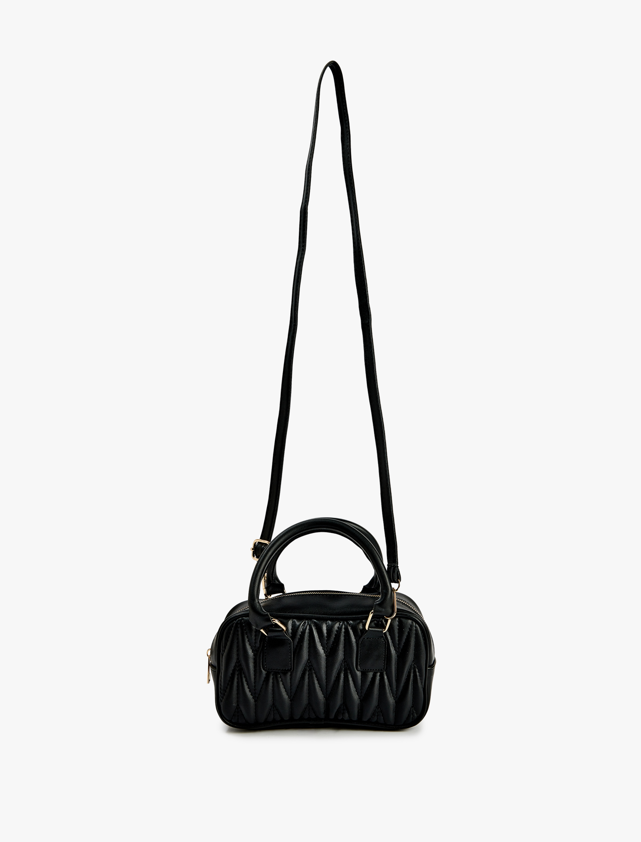  Kadın Dikiş Detaylı Fermuarlı Saplı Askılı Suni Deri El ve Omuz  Çantası