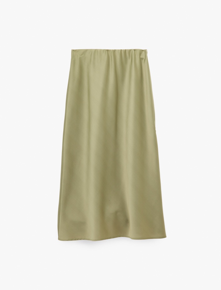  Beli Lastikli Midi Saten Etek