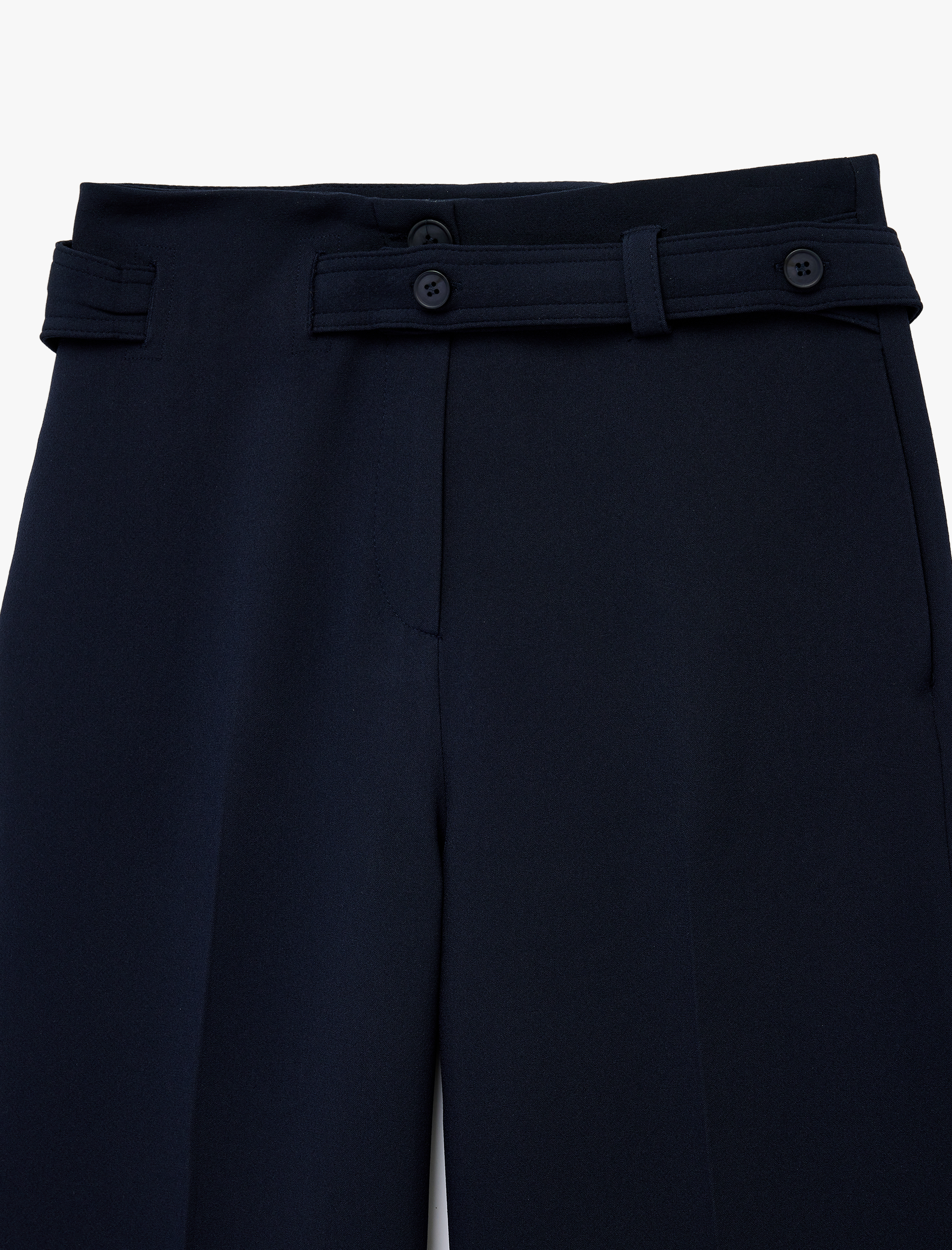   Kemerli Düz Bol Paça Kumaş Pantolon