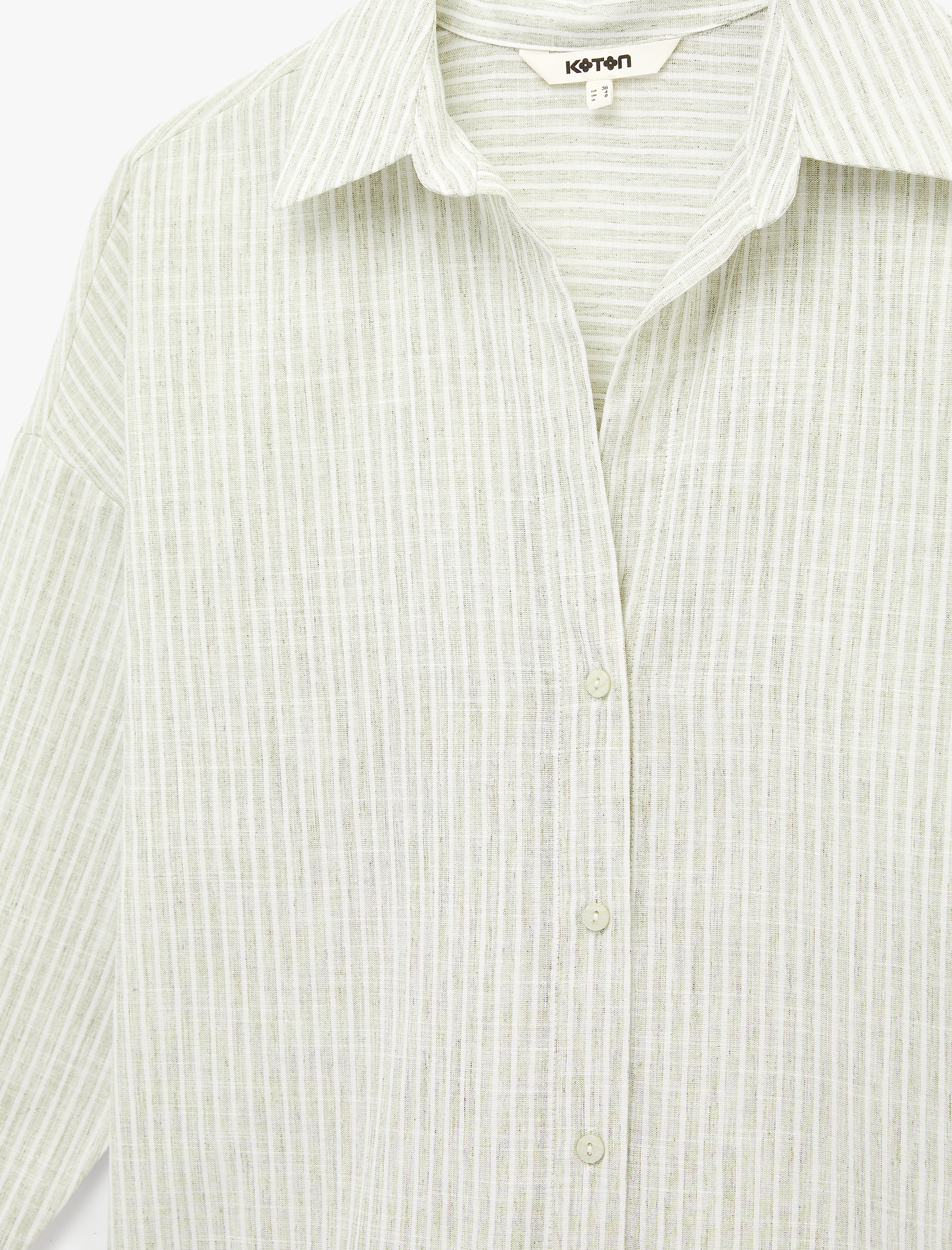   Pamuklu Uzun Kollu Klasik Yaka Çizgili Gömlek