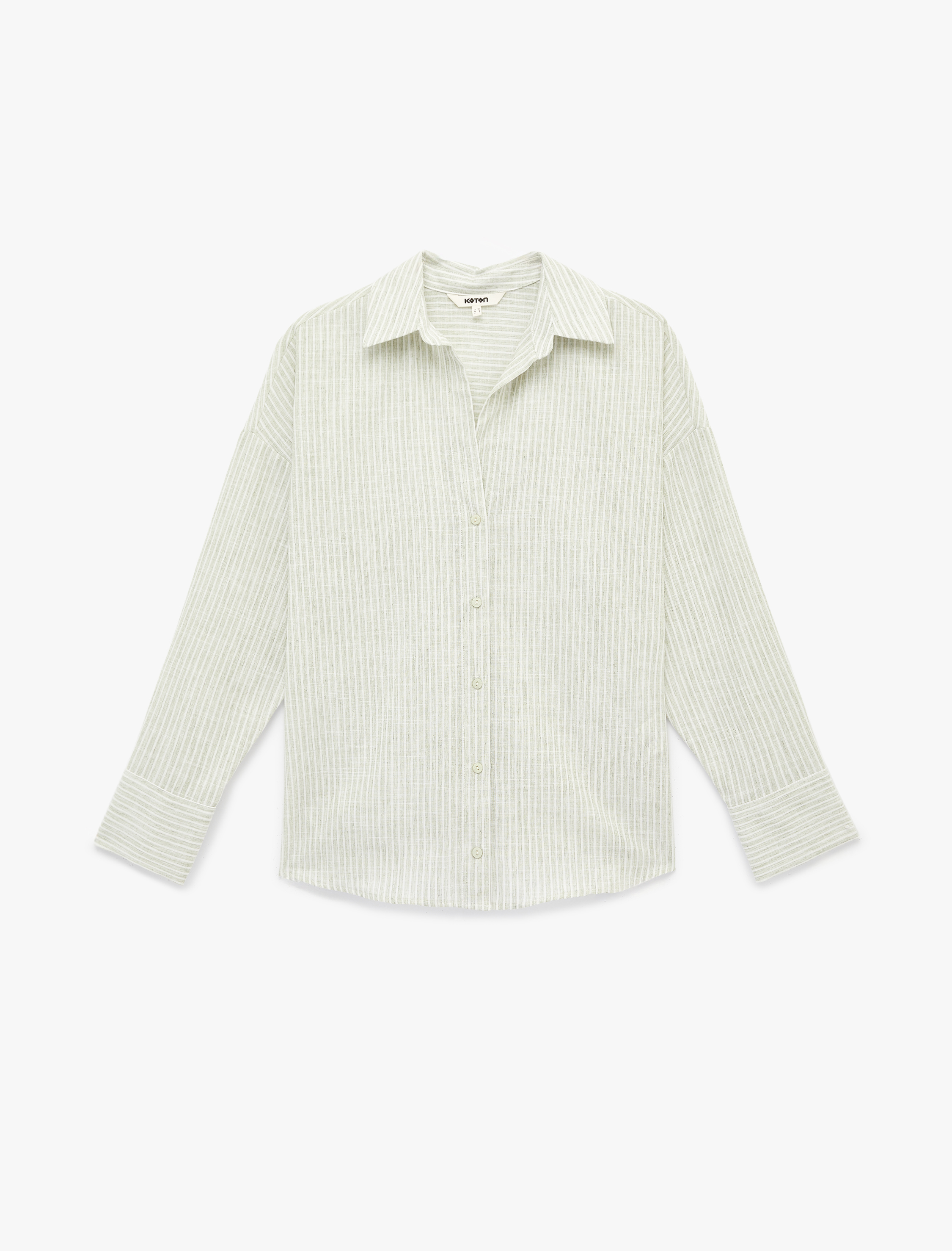   Pamuklu Uzun Kollu Klasik Yaka Çizgili Gömlek