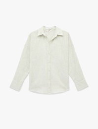 Pamuklu Uzun Kollu Klasik Yaka Çizgili Gömlek