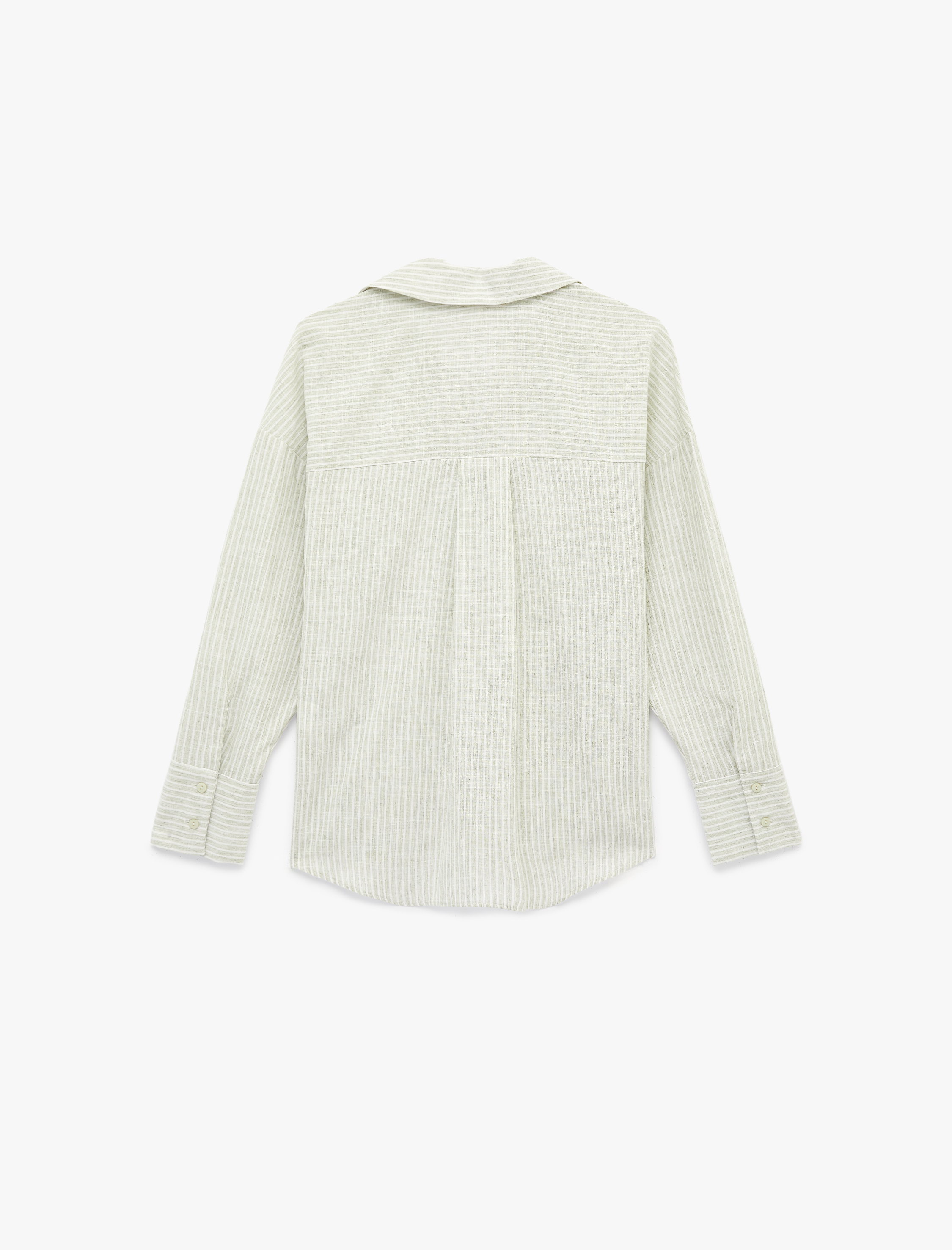   Pamuklu Uzun Kollu Klasik Yaka Çizgili Gömlek