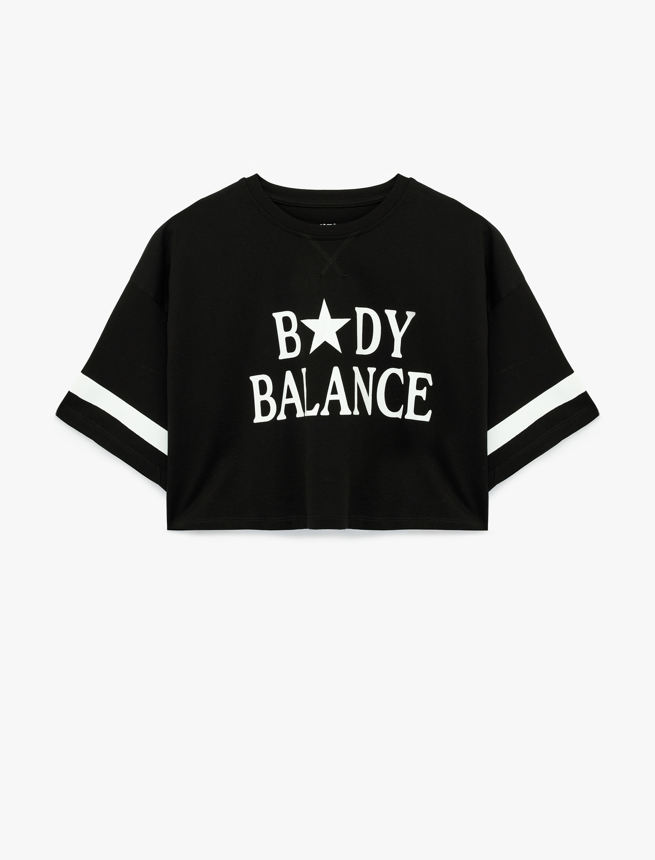   Kısa Kollu Bisiklet Yaka Baskılı Oversize Spor Tişört