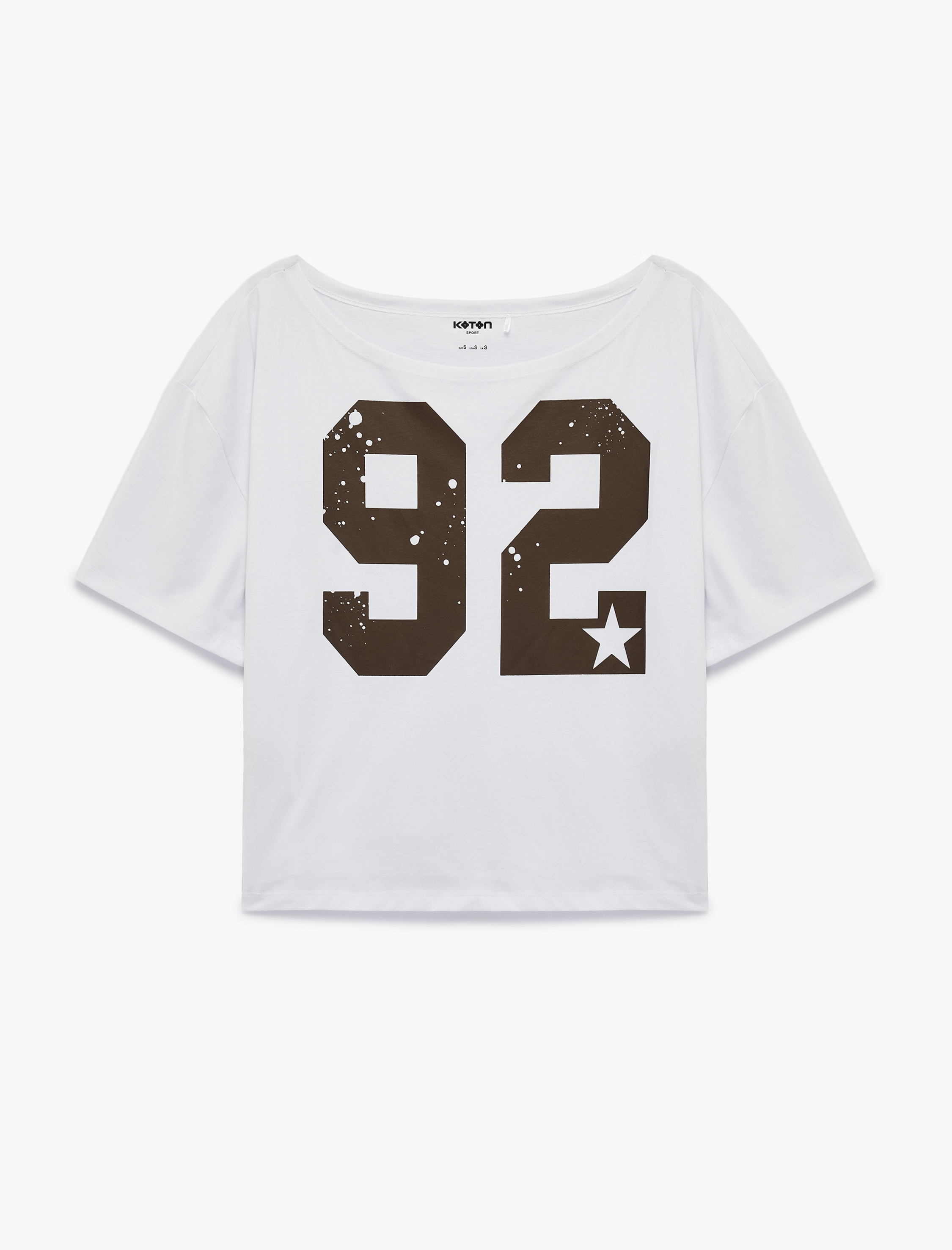   Kısa Kollu Kayık Yaka Baskılı Oversize Spor Tişört