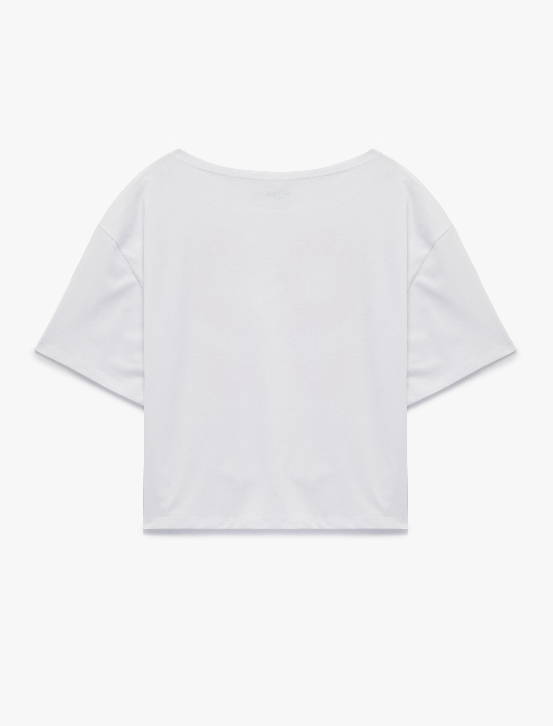   Kısa Kollu Kayık Yaka Pamuklu Baskılı Oversize Spor Tişört