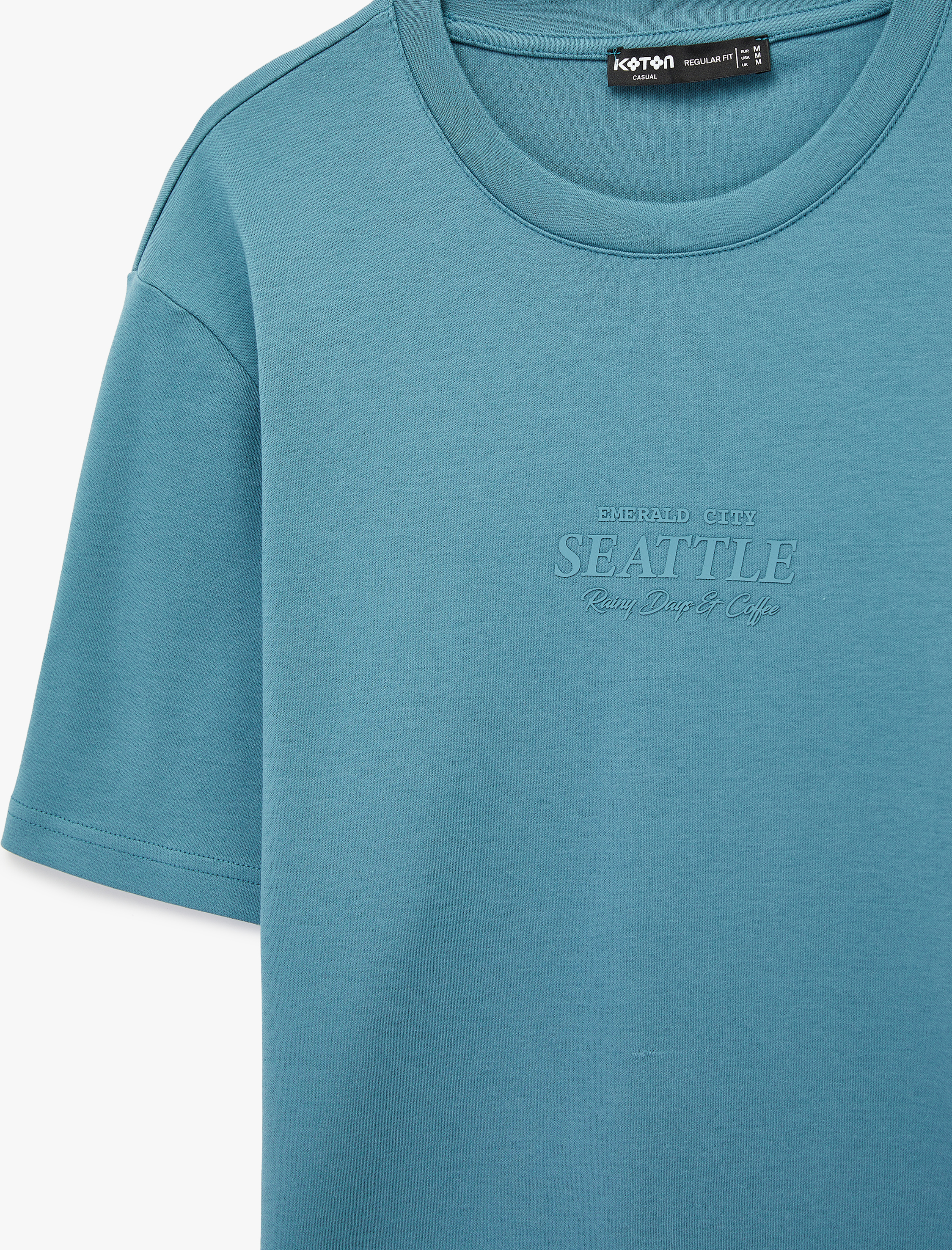   Regular Fit Kısa Kollu Bisiklet Yaka Pamuklu Baskılı Tişört