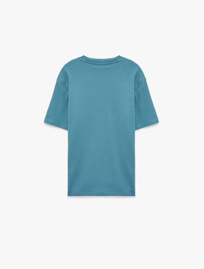  Regular Fit Kısa Kollu Bisiklet Yaka Pamuklu Baskılı Tişört