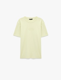 Regular Fit Kısa Kollu Bisiklet Yaka Pamuklu Baskılı Tişört