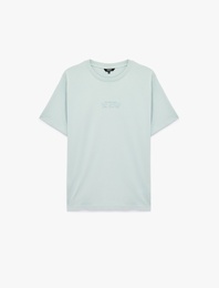 Regular Fit Kısa Kollu Pamuklu Bisiklet Yaka Baskılı Tişört