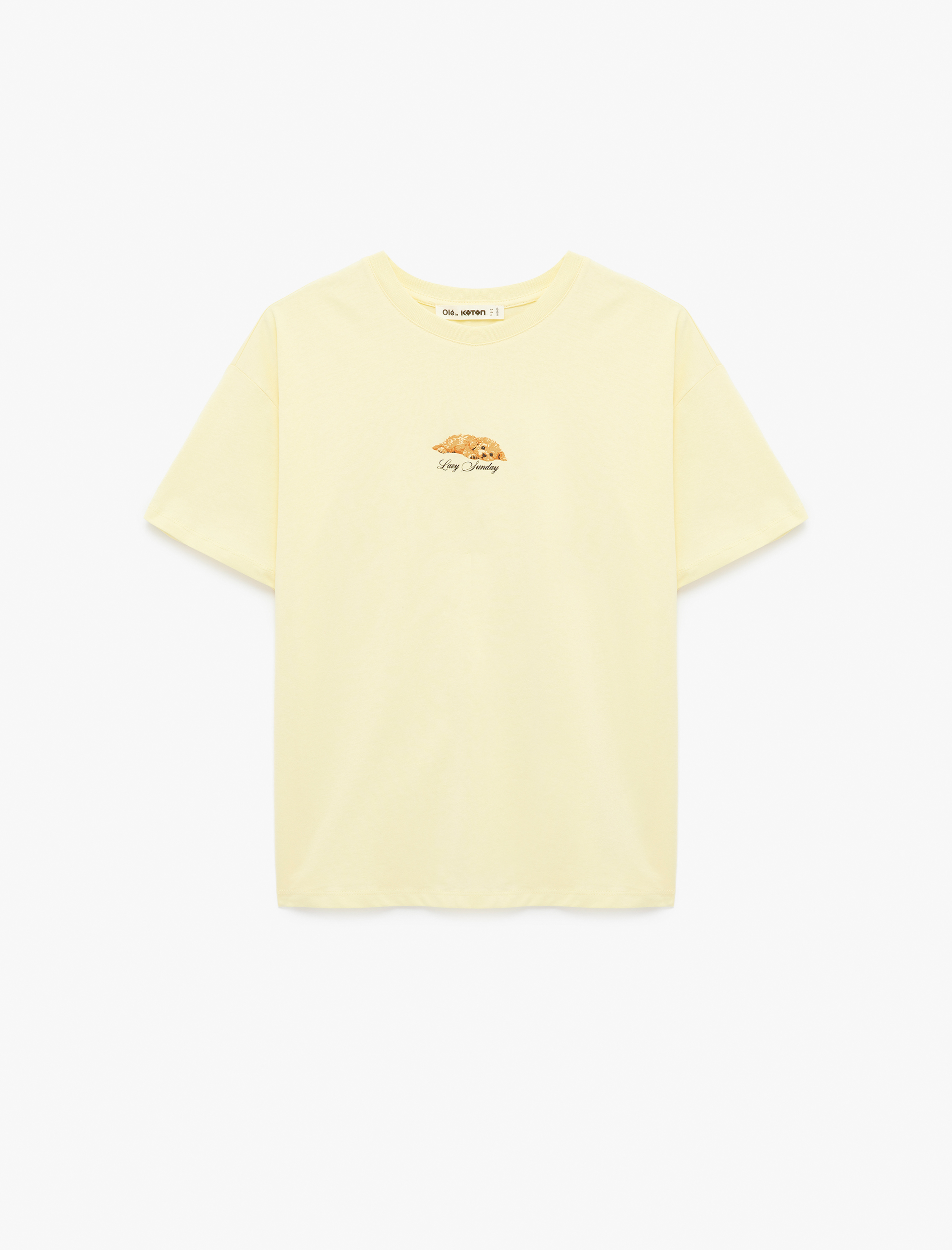   Kısa Kollu Bisiklet Yaka Baskılı Rahat Kalıp Tişört