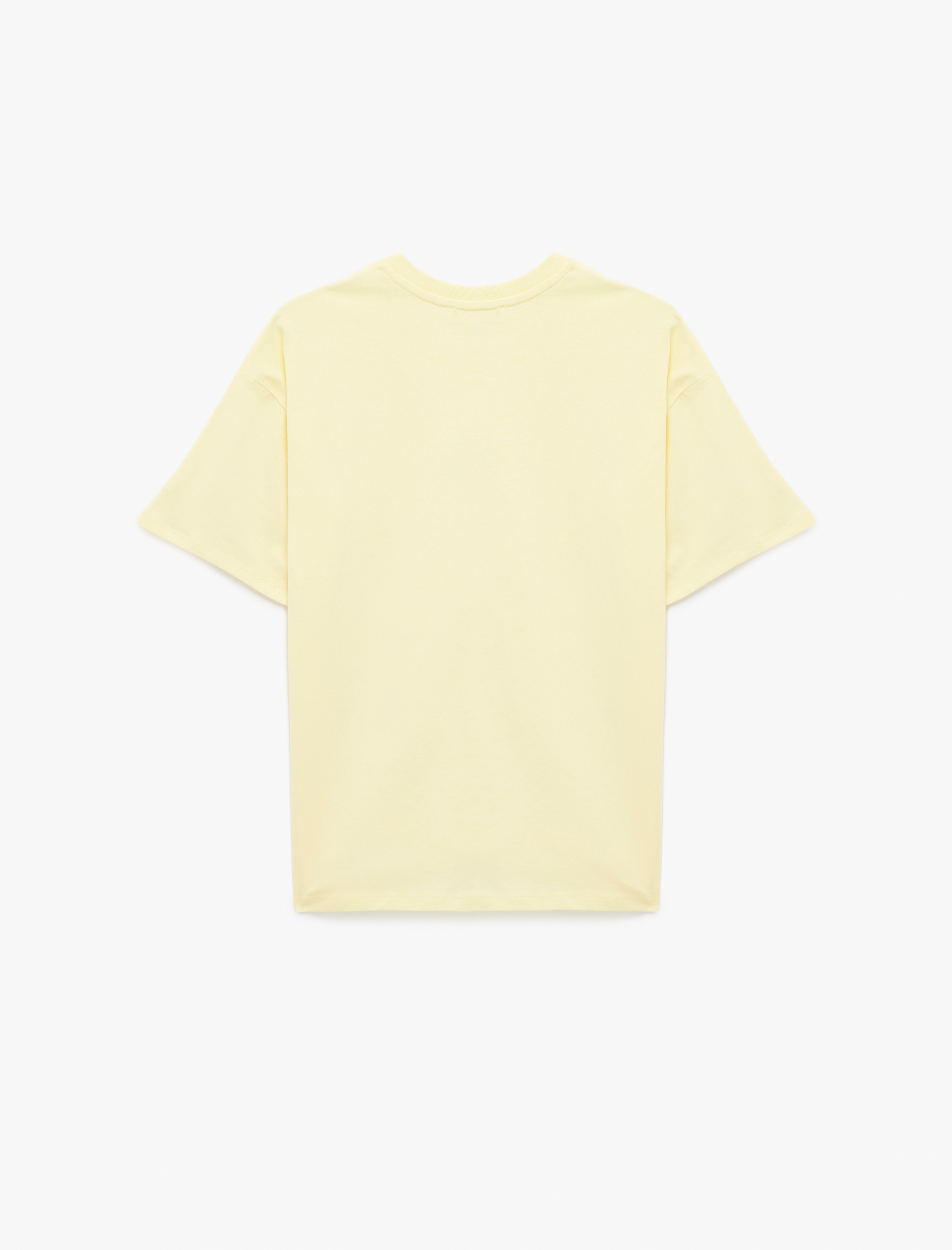   Kısa Kollu Bisiklet Yaka Baskılı Rahat Kalıp Tişört