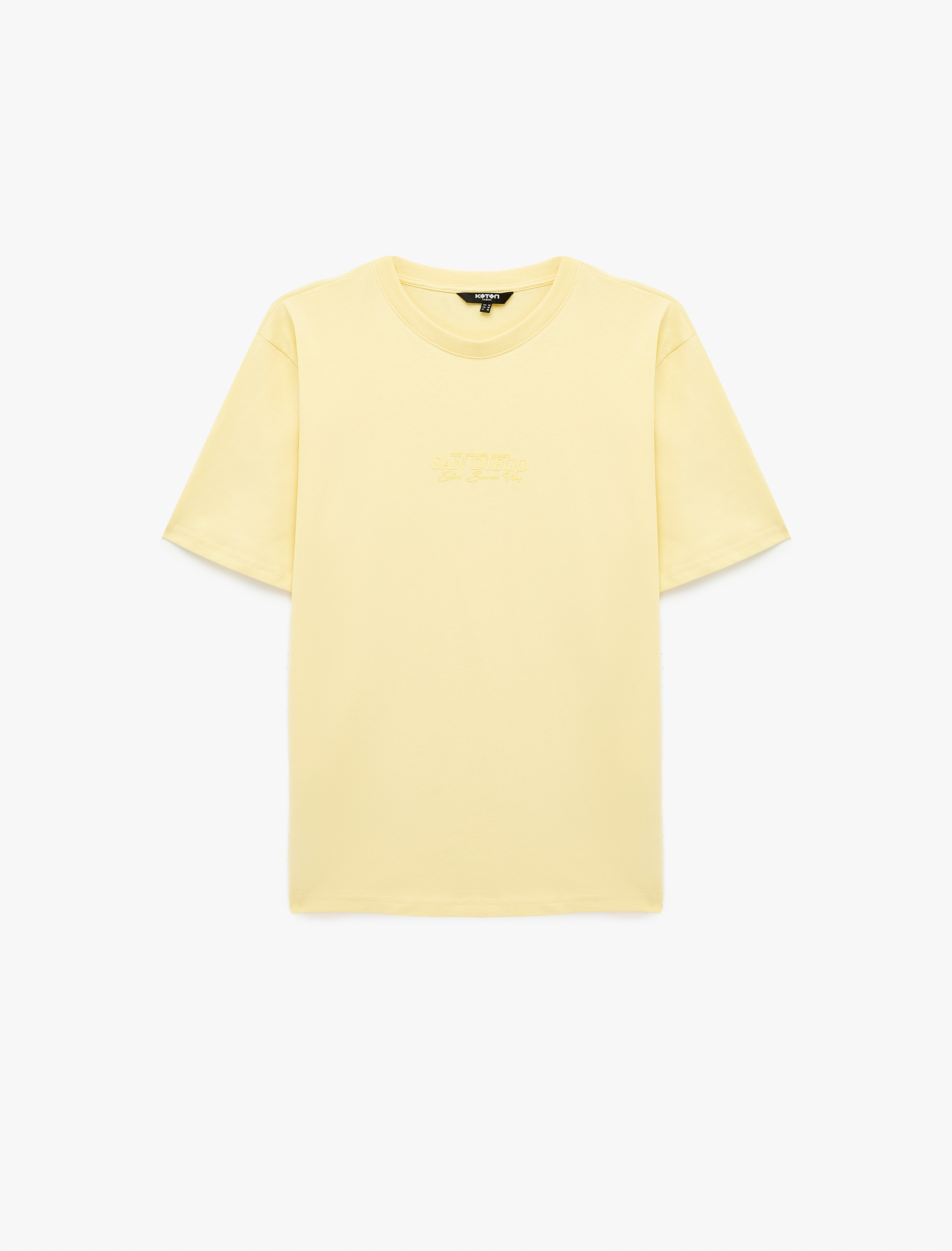   Regular Fit Kısa Kollu Pamuklu Bisiklet Yaka Baskılı Tişört