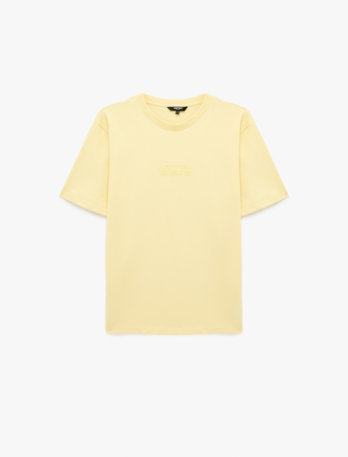  Regular Fit Kısa Kollu Pamuklu Bisiklet Yaka Baskılı Tişört