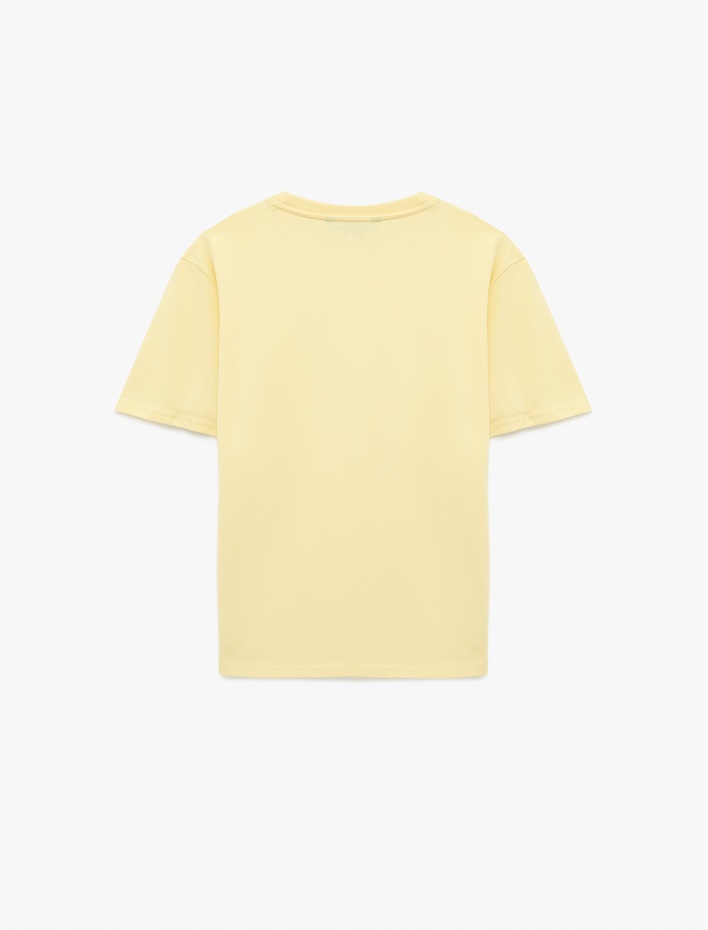  Regular Fit Kısa Kollu Pamuklu Bisiklet Yaka Baskılı Tişört