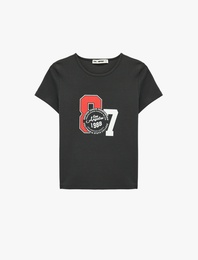 Baskılı Slim Fit Kısa Kollu Bisiklet Yaka Tişört