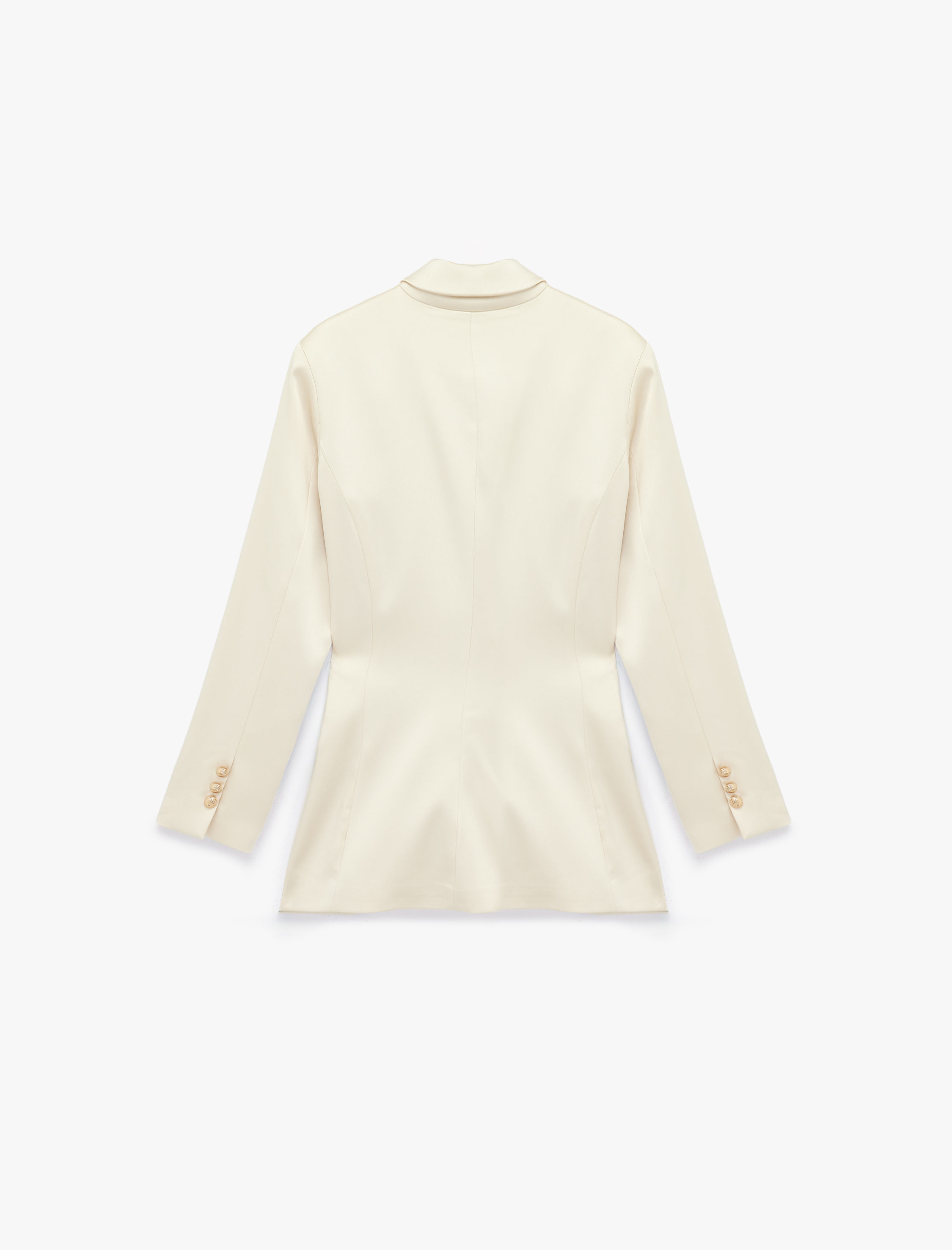   Slim Fit Uzun Kollu Kruvaze Yaka Saten Ceket