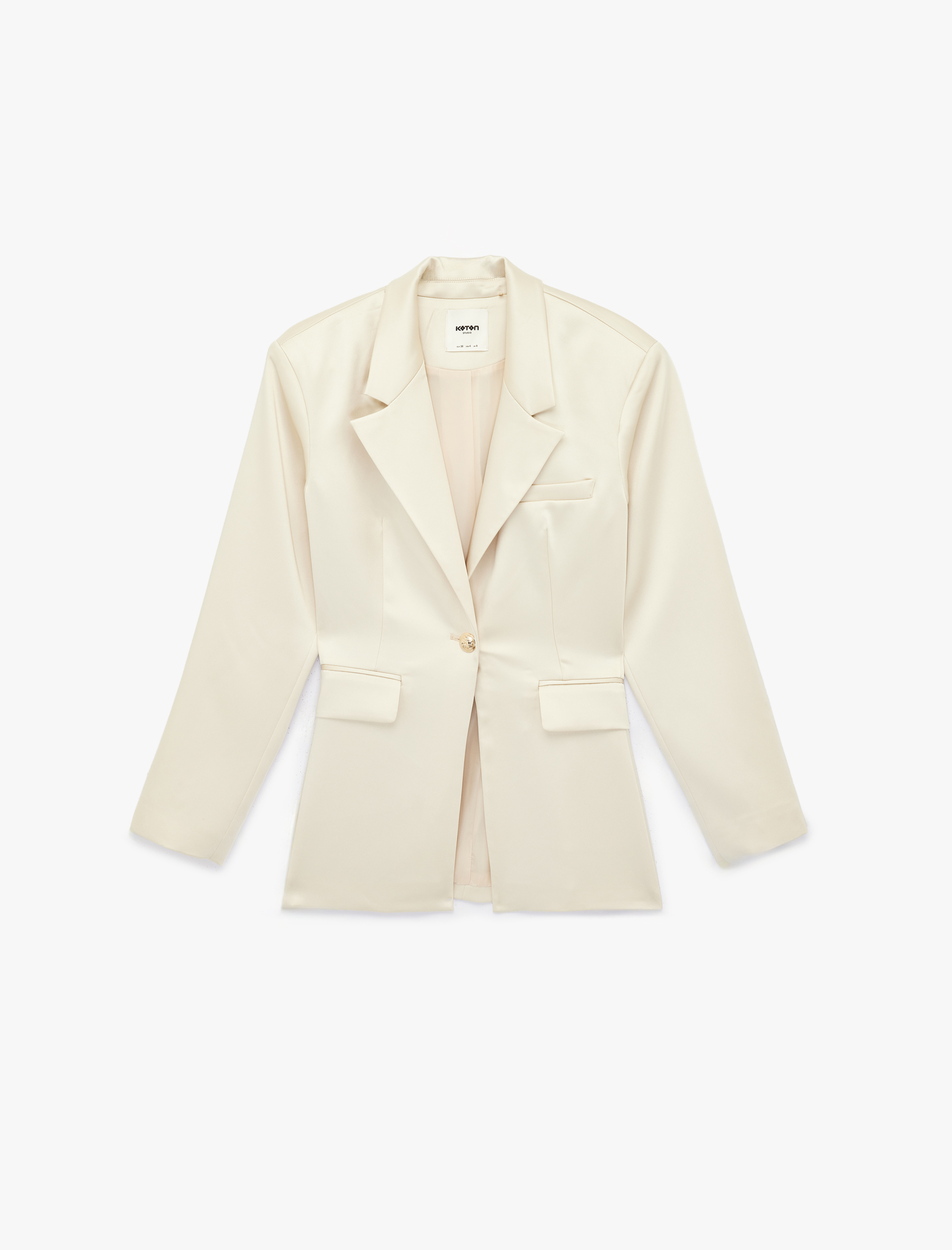   Slim Fit Uzun Kollu Kruvaze Yaka Saten Ceket