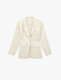 Slim Fit Uzun Kollu Kruvaze Yaka Saten Ceket