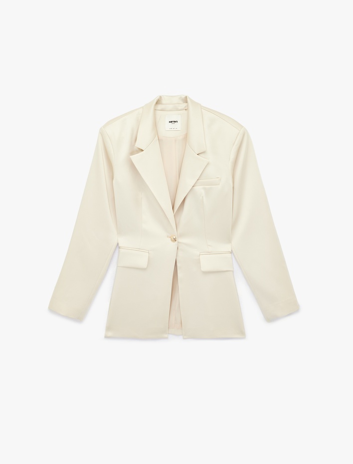  Slim Fit Uzun Kollu Kruvaze Yaka Saten Ceket