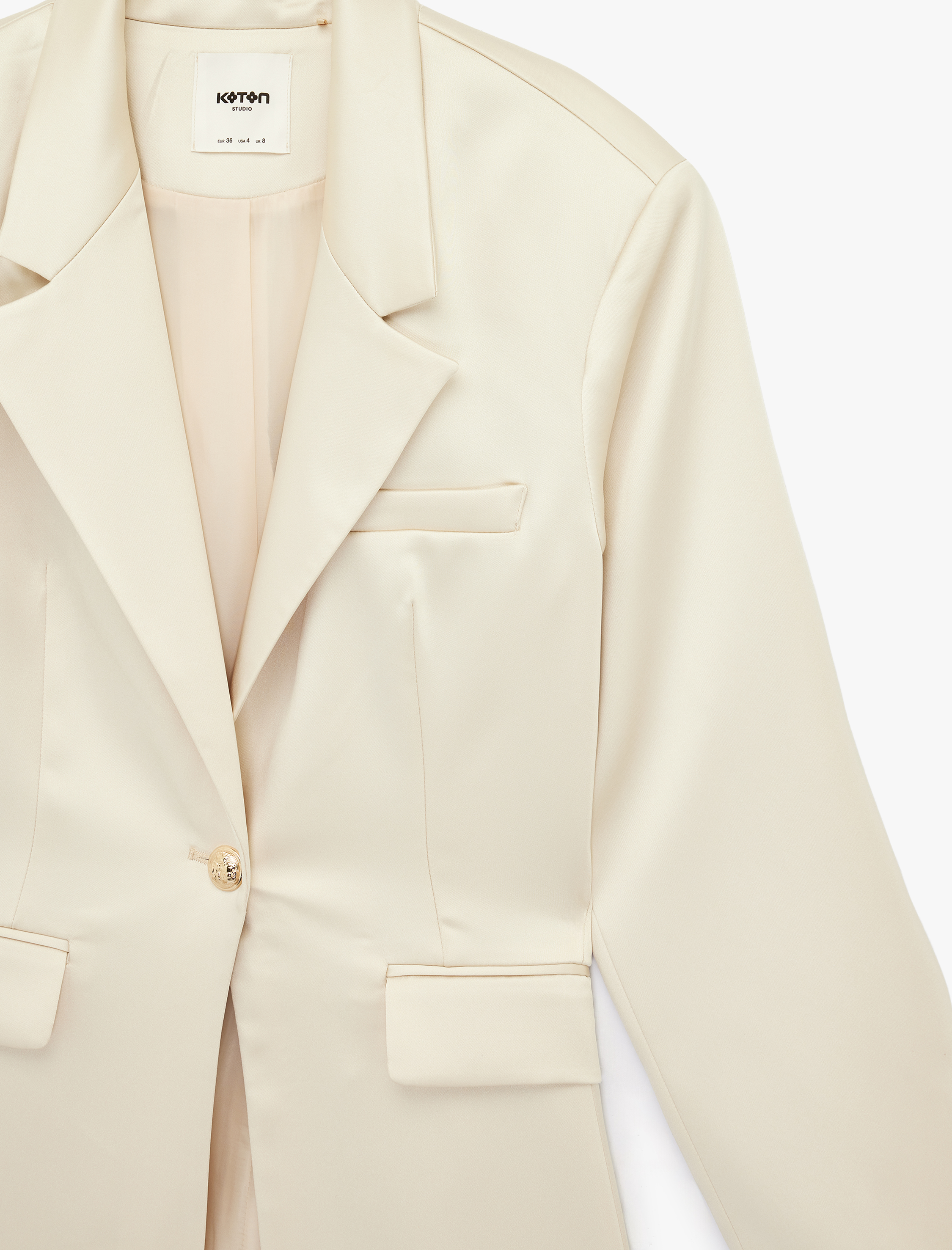   Slim Fit Uzun Kollu Kruvaze Yaka Saten Ceket