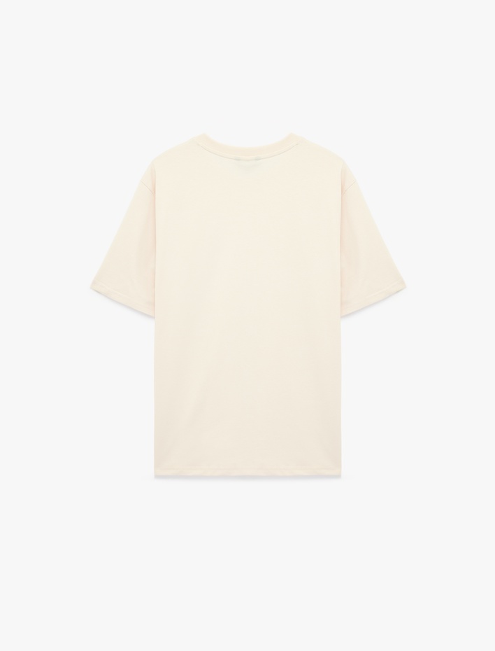  Regular Fit Kısa Kollu Pamuklu Bisiklet Yaka Baskılı Tişört