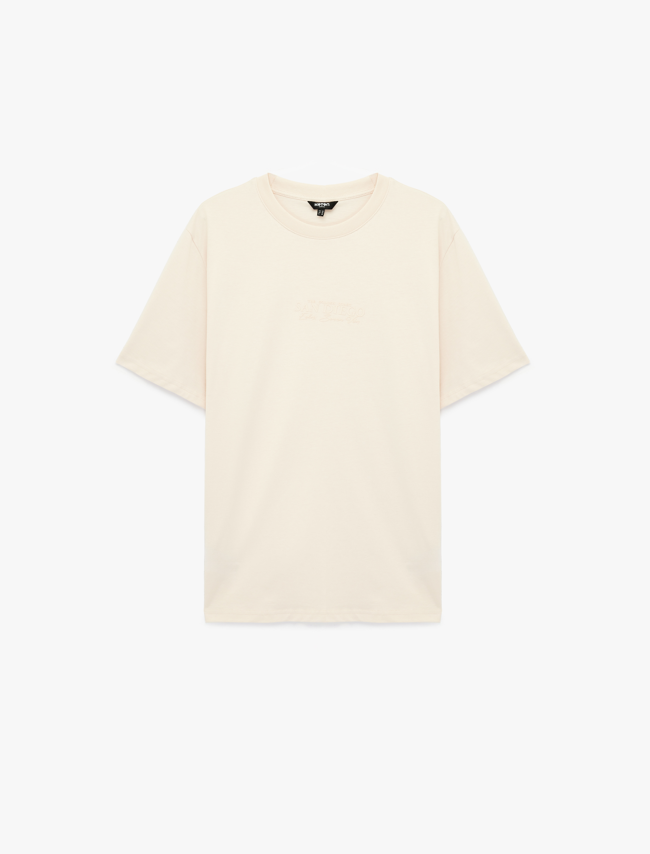   Regular Fit Kısa Kollu Pamuklu Bisiklet Yaka Baskılı Tişört