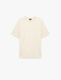 Regular Fit Kısa Kollu Pamuklu Bisiklet Yaka Baskılı Tişört