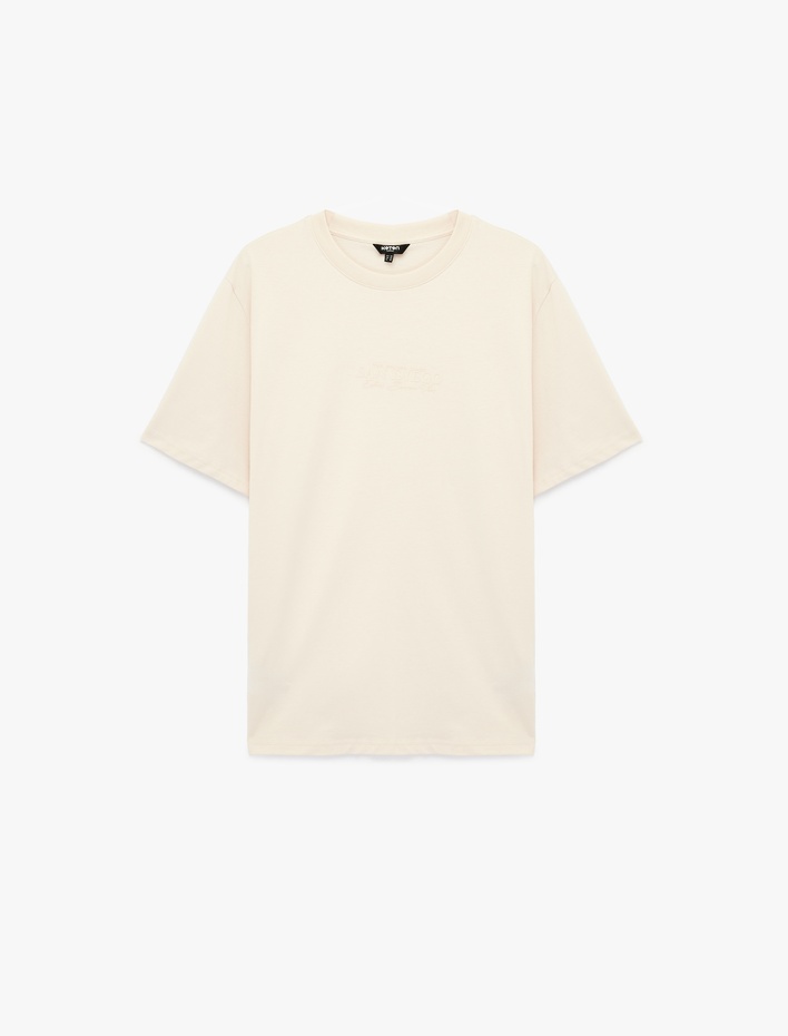  Regular Fit Kısa Kollu Pamuklu Bisiklet Yaka Baskılı Tişört