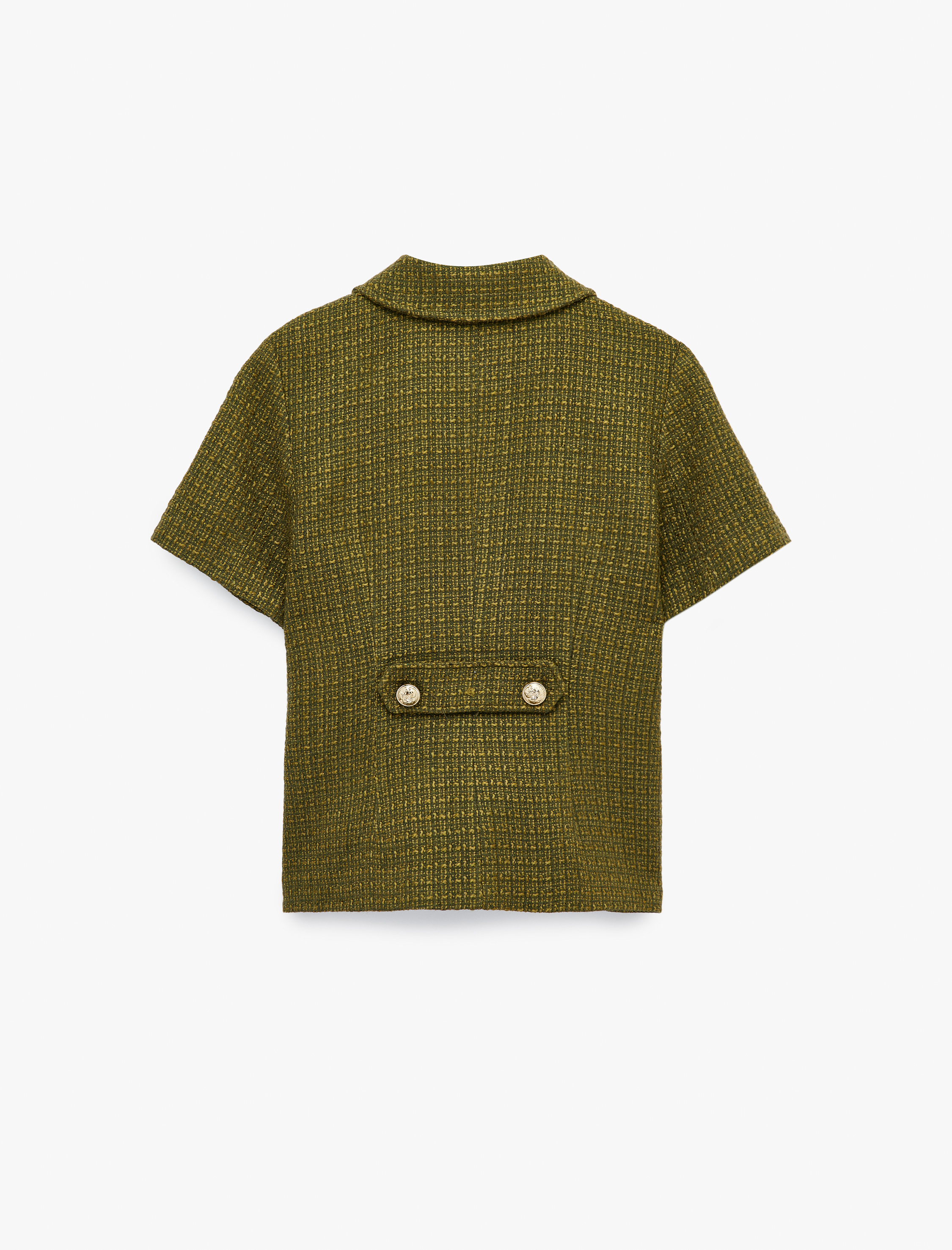   Klasik Yaka Kısa Kollu Metal Aksesuarlı Ceket