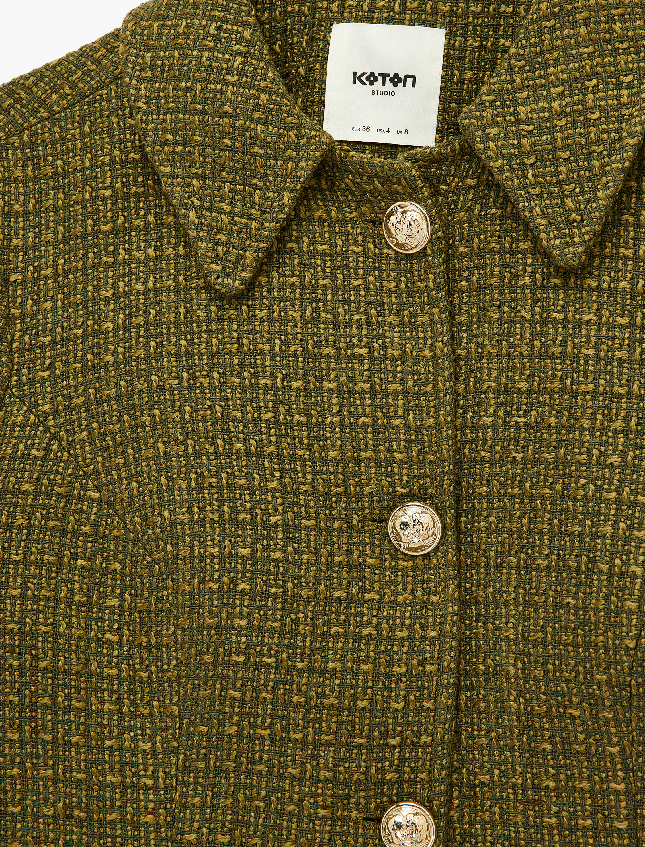   Klasik Yaka Kısa Kollu Metal Aksesuarlı Ceket