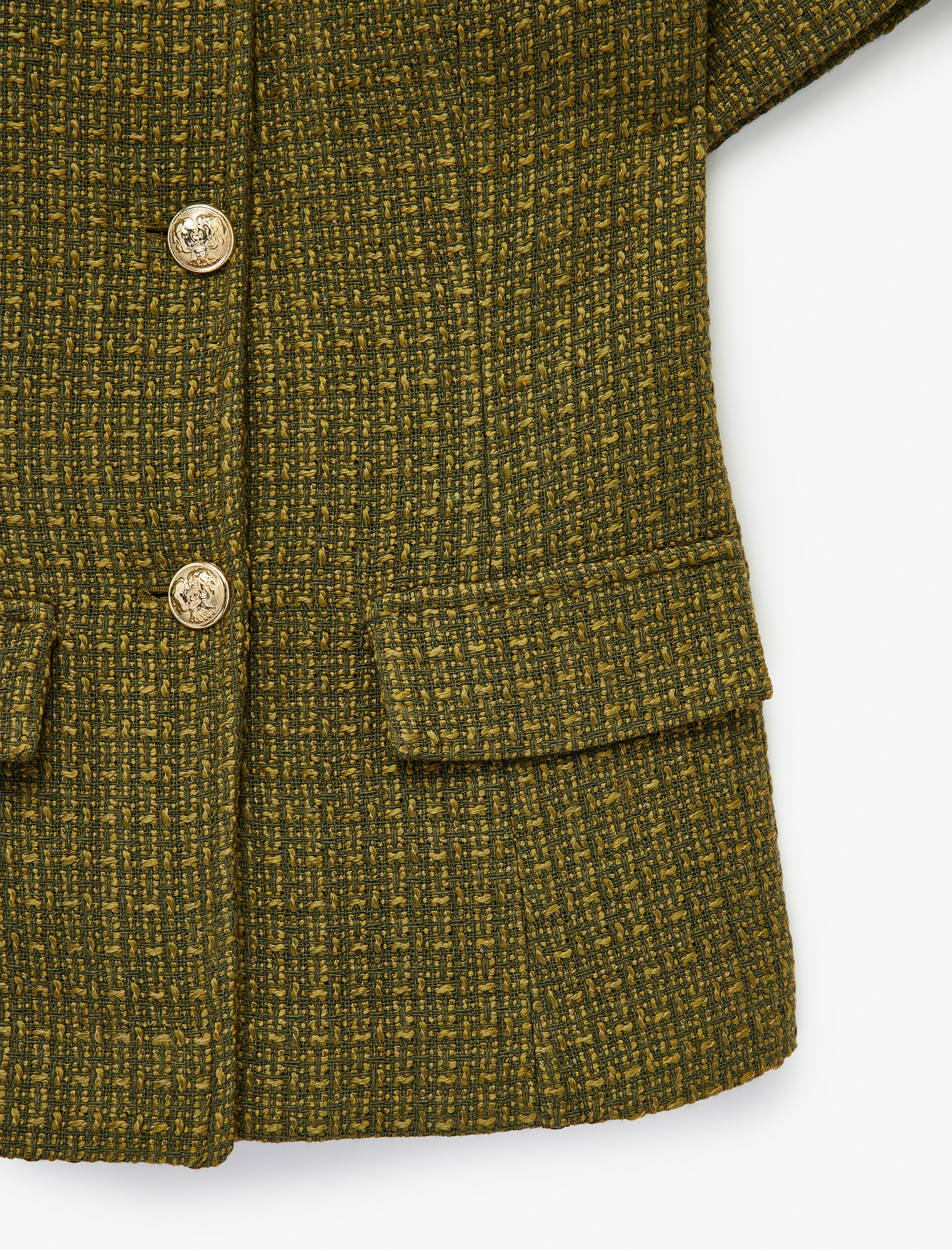   Klasik Yaka Kısa Kollu Metal Aksesuarlı Ceket