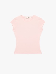 Slim Fit Kısa Kollu Bisiklet Yaka Pamuklu Tişört