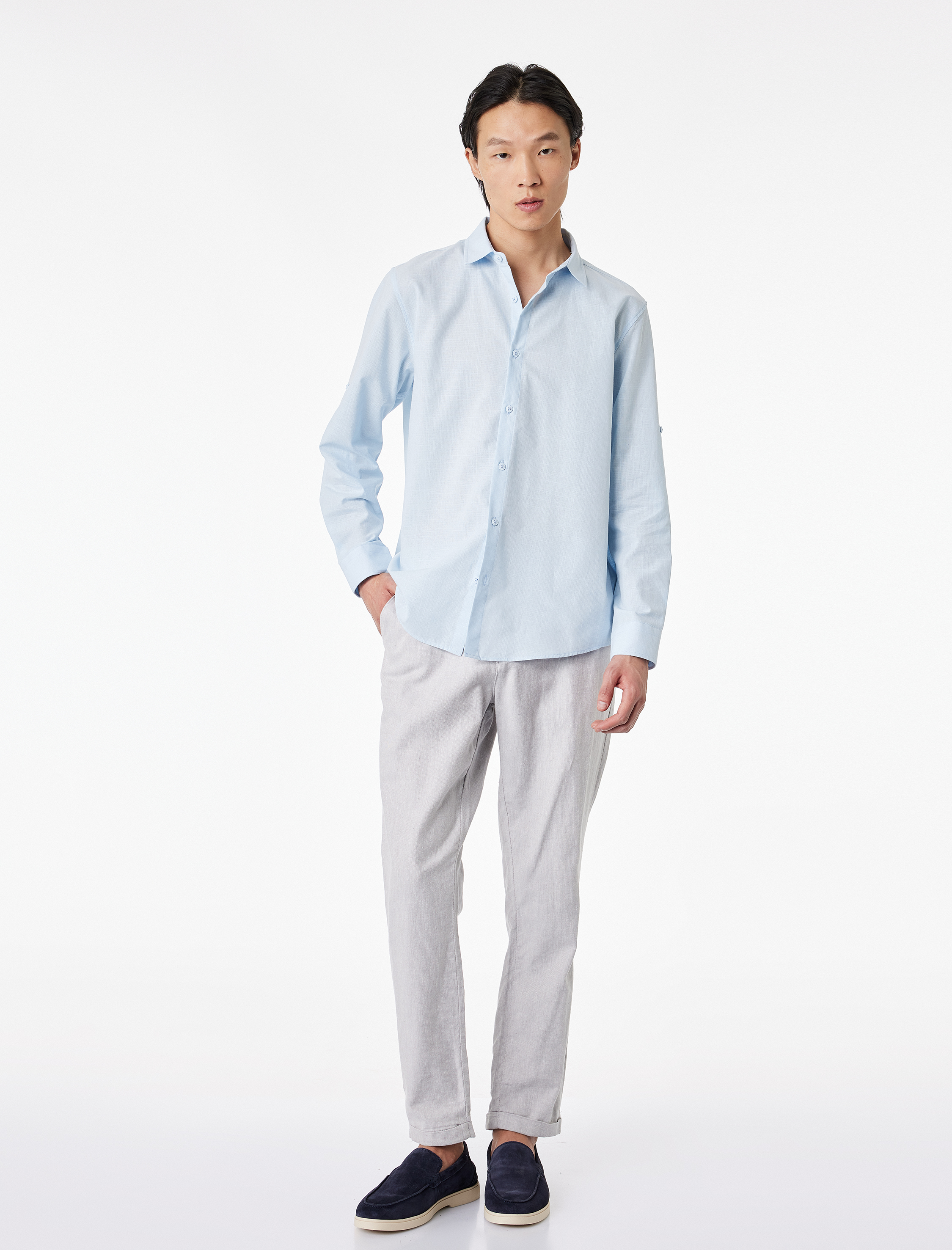   Regular Fit Klasik Yaka Pamuklu Uzun Kollu Gömlek