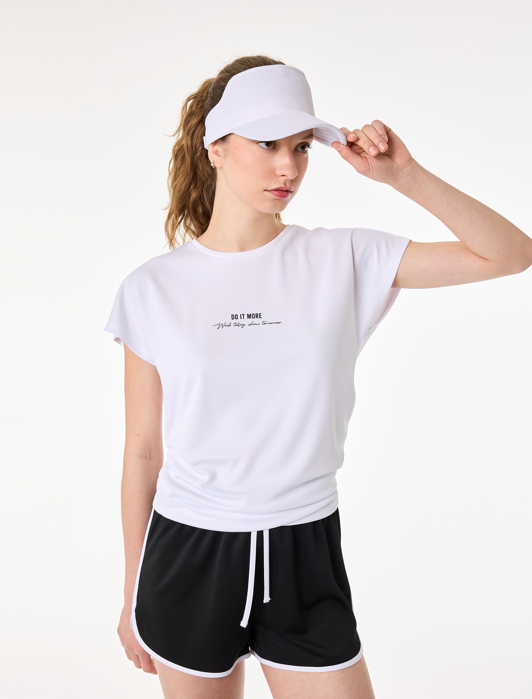   Kısa Kollu Bisiklet Yaka Baskılı Spor Tişört