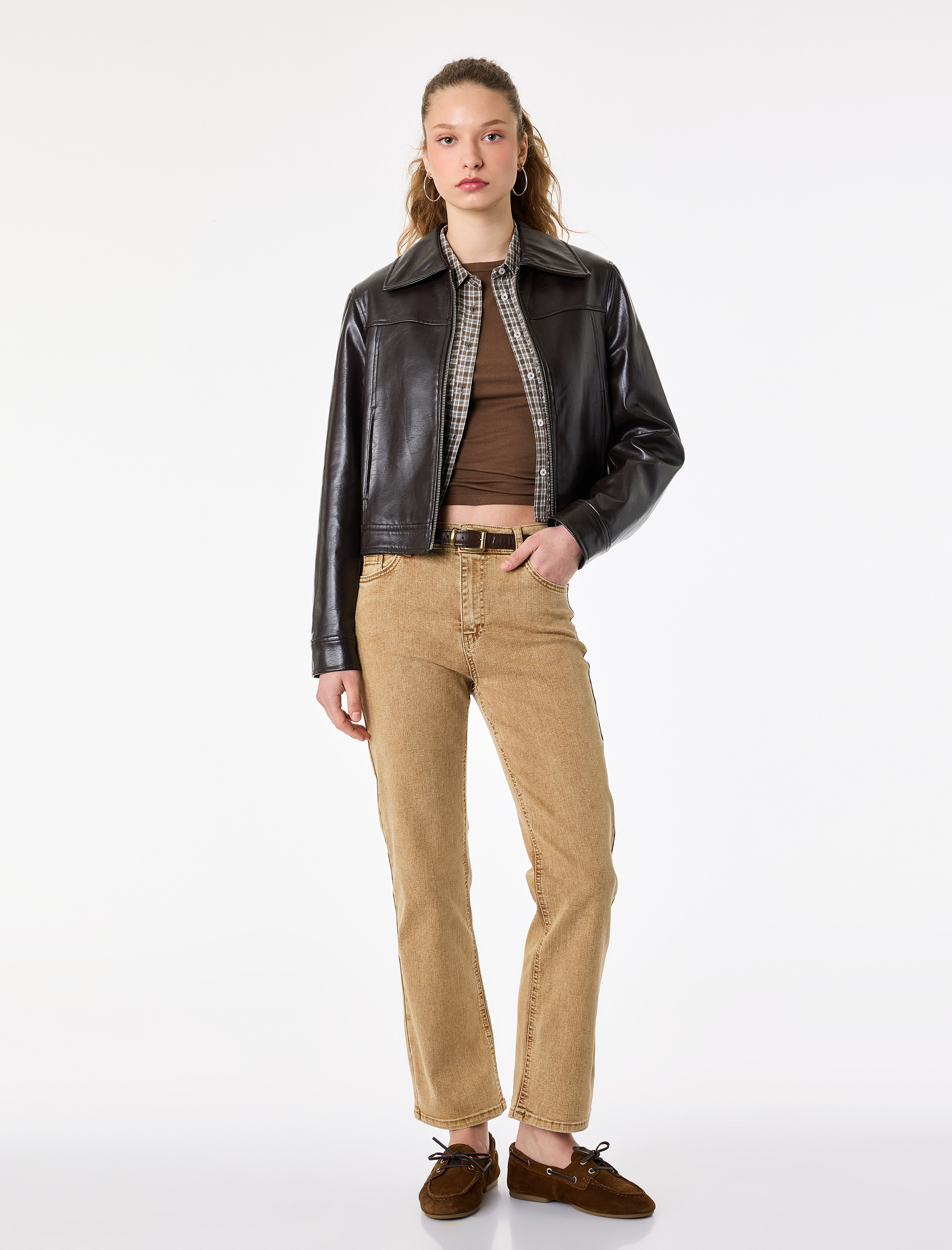   Pamuklu Normal Bel Dar Kalıp Yıkamalı İspanyol Paça Denim Pantolon - Flare Jeans