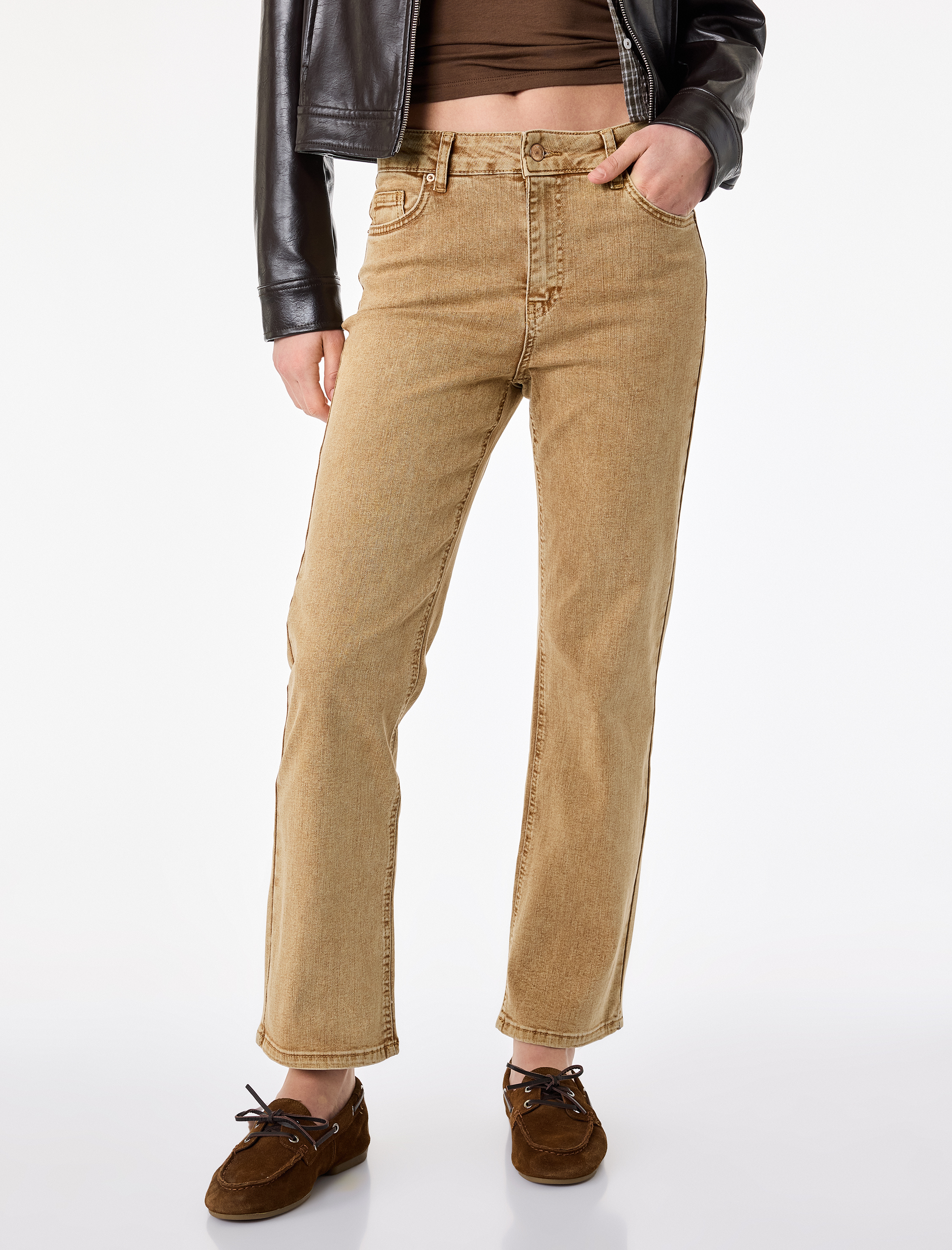   Pamuklu Normal Bel Dar Kalıp Yıkamalı İspanyol Paça Denim Pantolon - Flare Jeans